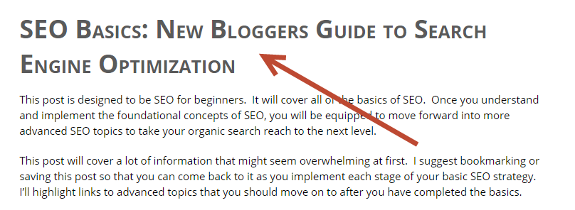 SEO Basics | Example H1 Tag Results